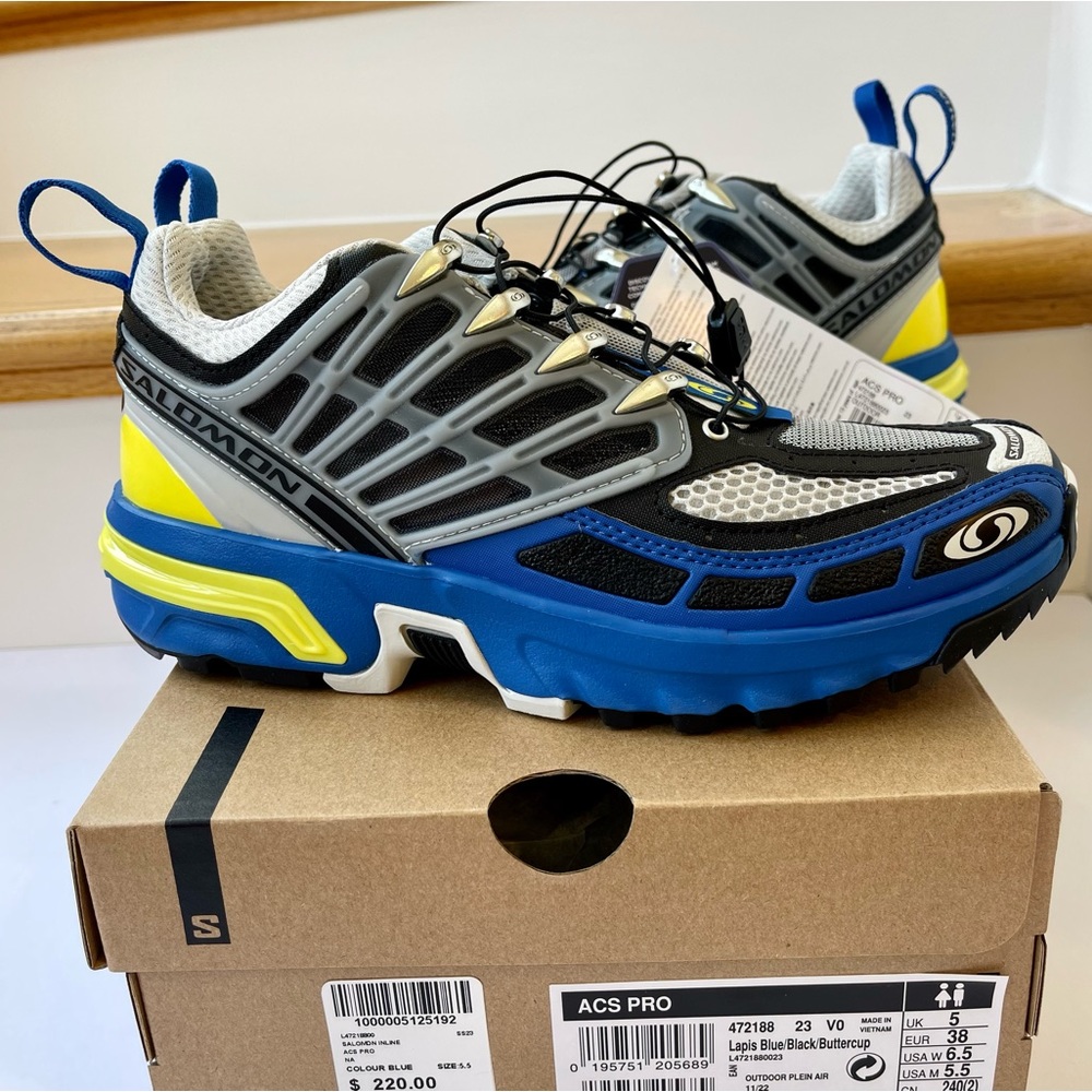 NWT Salomon ACS Pro Unisex Hiking Sport style Shoes in Lapis Blue / Buttercup - Picture 1 of 16
